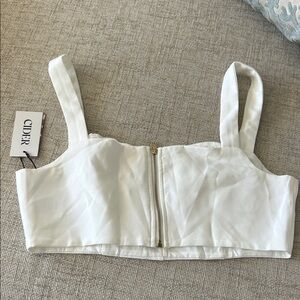 White Crop Top with Zipper